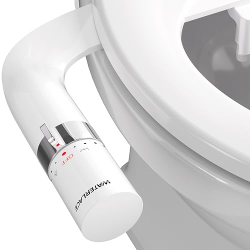 WATERLACE Bidet-Aufsatz für Toilettensitz-Sprühgerät, nicht elektrische Doppeldüse mit kaltem Wasser, selbstreinigendes WC-Spray für Butt Wash, einfache schlanke, verstellbare Druckkontrolle
