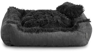 Gutekissen® Shaggy Hundebett Kleine Hunde - Hundekissen Waschbar - Farb- und Größenwahl (XXL - 110x90, Schwarz)