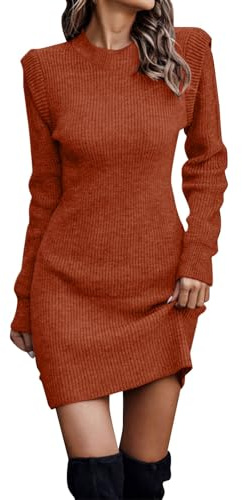 Pulloverkleid Damen, Langarm A-Linien Cord Kleid Rollkragen Elegant Pulloverkleid Damen Oversize Lose Casual Tailliertes Sweatshirtkleid Strickdresses Für Women Urban Classic Damen Pulloverkleid