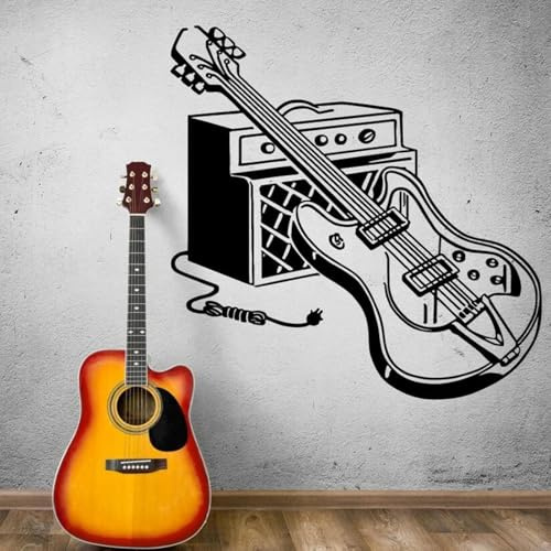 YIBUHANG Vinyl Electric Guitar Decal School Classroom Pop Rock Musical Instrument Removable Wall Sticker Decal Art Wallpaper