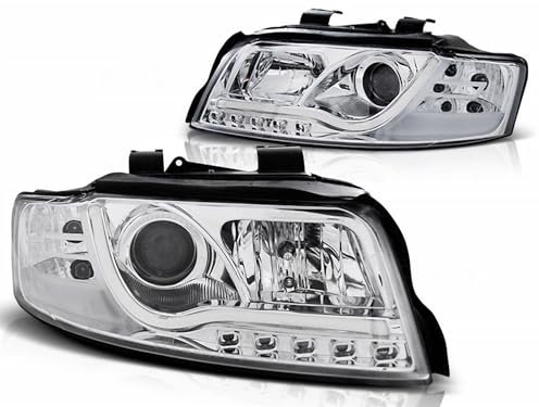 Led Light Tube Scheinwerfer Set in chrom für Audi A4 B6