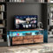 FOERPL Meuble TV LED, 137 cm Table TV,Meuble Tele avec LED Tiroir en Tissu,Table de Télévision Salon avec Rangement,Banc TV Meuble Bas Rangement pour Salon, Chambre (B 3tiroirs, 137cm)