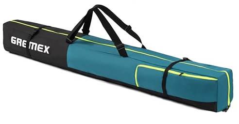 Gremex Skitasche - Skisack für 1 Paar Ski - Wasserdichte Skitasche 160 cm - Robuster Leichte Ski Tasche - Ergonomisch Skisack 160 cm - Skisack Alpinski - Kompakte Skisack Skitasche Alpin - Ski Zubehör