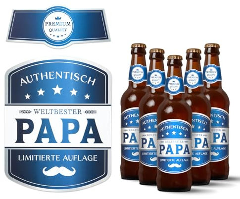 6 Stück Bier Flaschenetiketten Bester Papa Bierflaschen Sticker Weinflaschen Aufkleber Herren selbstklebend Etikett werdender Vater Geschenke für Männer Geburtstag Weihnachten Party