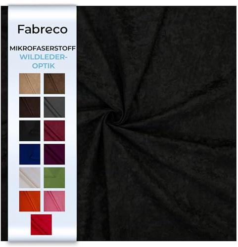 Fabreco ALVELLA Microfaser Meterware 3 M x 148 cm breit, Verlours, Möbelstoff, Polsterstoff, Dekostoff, Uni - Schwarz