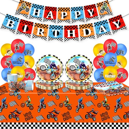 Vaisselle de Fête Anniversaire Motocross, Motocycles Ensemble de Fournitures,Vaisselle moto, Motocycles Vaisselle Anniversaire Décorations Véhicule