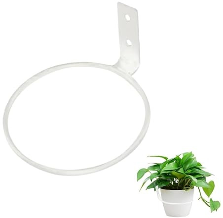 pistro Blumentopf-Ring-Halterung zum Aufhängen, Wandmontage, Pflanzgefäßhalter für Terrasse, Balkon, 15,2 cm, Weiß