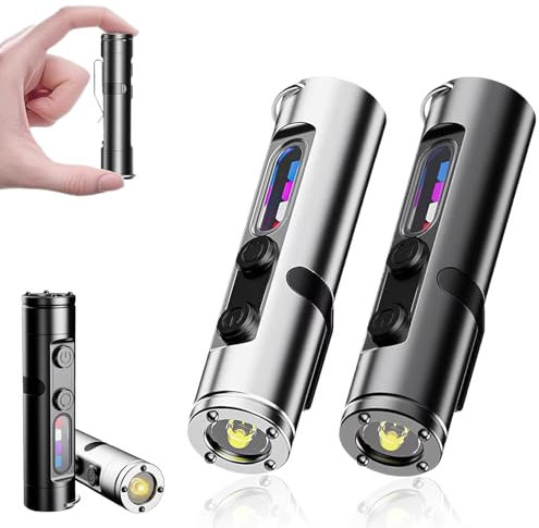 Taclites Mini - The Ultimate Everyday Micro Tool, Rechargeable LED Magnetic Super Bright Tactical Flashlight, High Lumens, Compact Flashlight for Camping, Hiking, with Hat Clip (Mix)