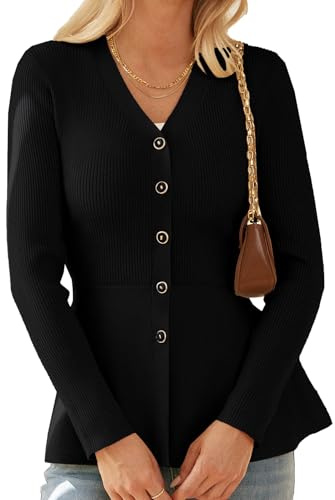 GRACE KARIN Strickjacke Damen A-Linien Langarm Pullover Cardigan Herbst