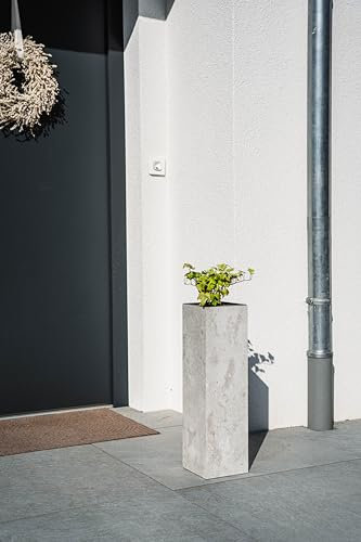 STEMA Seyfried Pflanzkübel groß außen – Blumensäule Outdoor mit integriertem Blumentopf – Pflanzsäule wetterfest – 3 Größen & 4 Farben – Für Terrasse, Garten, Balkon & Haustür (Beton, Klein)