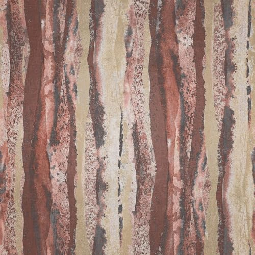 Muriva Soren Heavy Distressed Fabric Stripe Effect Design Bold Deep Colours Wallpaper Industrial Look for Living Rooms, Bedrooms Red 223301