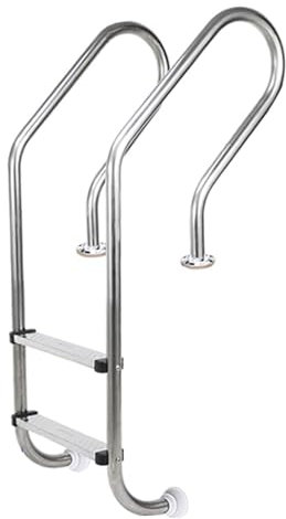 Échelle de piscine en acier inoxydable avec mains courantes et marches, base d'installation rapide, supporte jusqu'à 250 kg, idéale pour les piscines intérieures et extérieures et les parcs aquatiques