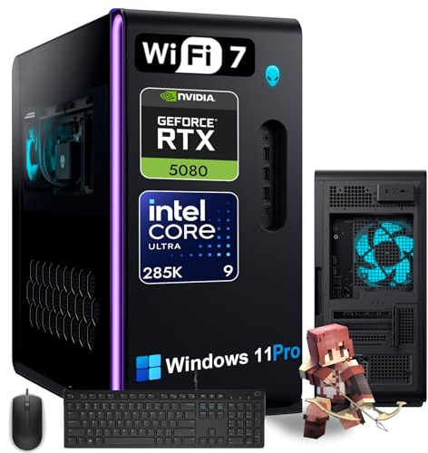 Alienware Aurora R16 Ordinateur de bureau de jeu – Intel 24 cœurs Ultra-9 285K (jusqu'à 5,7 GHz), RTX 5080 16 Go GDDR7, NPU AI, Wi-Fi 7, Win 11 Pro, refroidissement liquide AlienFX avec clavier et
