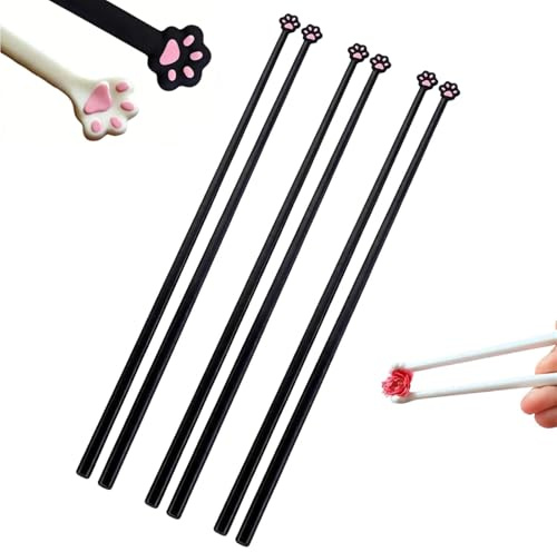 3 Pairs Black Cat Paw Chopsticks for Adults, Reusable Non Slip Cute Lightweight Cat Paw Chopsticks (Black)