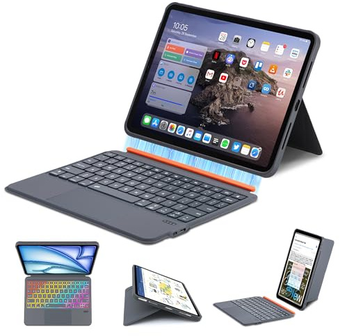 Flex Tastaturhülle für iPad Pro 12,9 Zoll (3., 4., 5. und 6. Gen) und iPad Air 13 (M2 2024/M3 2025/M4 2026) Hülle mit Tastatur – Magnetische abnehmbare Keyboard mit Trackpad, Schreib und Ansichtsmodi