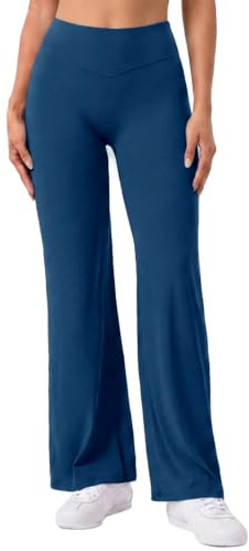 Fisoew Damen Flared Yogahose Hohe Taille Leggings Bootcut Sporthose Fitness Gym Schlaghose