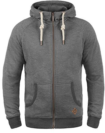 Solid SDVitu Herren Sweatjacke Kapuzenjacke Zip-Hoodie mit Kapuze Kordelzug Kängurutasche Reißverschluss Baumwollmischung Regular fit, Größe:XL, Farbe:Grey Melange (8236)