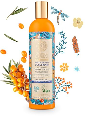 Natura Siberica Sanddorn Conditioner für strapaziertes Haar - Pflege & Regeneration mit Oblepikha-Hydrolat - Geschmeidigkeit & Reparatur - 400 ml