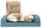 FurHaven Lit pour Chien en Gel rafraîchissant pour Chiens de Moyenne/Petite Taille avec traversins Amovibles et Housse Lavable, pour Chiens jusqu'à 15,9 kg – Canapé en Peluche et Daim – Piscine