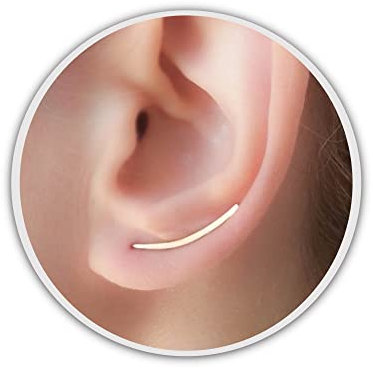 Gold Ohrclimber Ohrringe - Langer Kletterohrring - Gold Ohrringe - Dünne Linie Ohrringe - Ohrringkletterer geschwungene Bar Ohrringe Ohrschmuck Gold