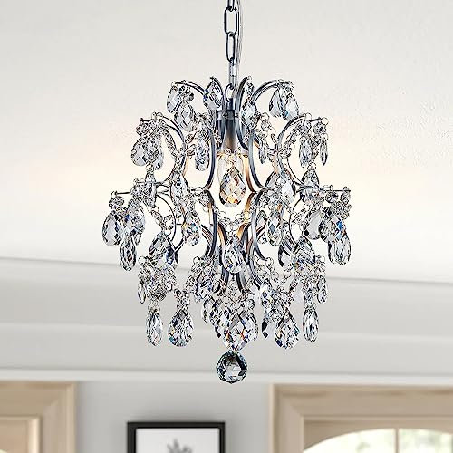 BESTIER Moderne Anhänger Kronleuchter Kristall Regentropfen Beleuchtung Deckenleuchte Lampe für Esszimmer Badezimmer Schlafzimmer Wohnzimmer 1 E27 Lampen Erforderlich D32cm x H40cm