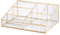 Makeup Organizer Antique Countertop Cosmetic Storage Box Glass Beauty Display, Gold Spin Large Capacity Holder for Brushes Lipsticks Skincare Toner