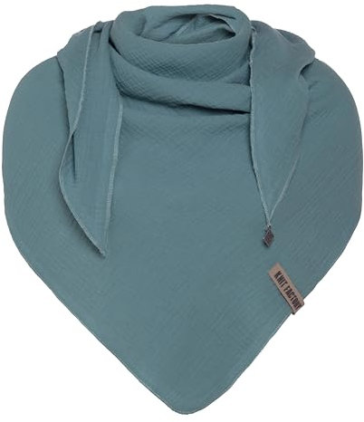 KNIT FACTORY - Liv Dreieckstuch - Tuch Schal für Damen - Weiches Musselintuch - Für Frühling und Sommer - 100% Bio-Baumwolle - Stone Green