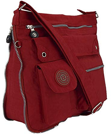 ekavale - leichte Damen-Umhängetasche - Praktische Crossbody-Handtasche - mit vielen fächern - Schultertasche wasserabweisende Damentasche (Rot)