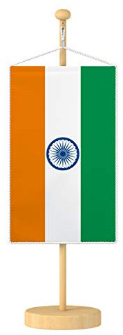 Vispronet® Tischbanner Indien Nationalfahne Set ✓ Fahne & Ständer ✓ Kordel-Rand