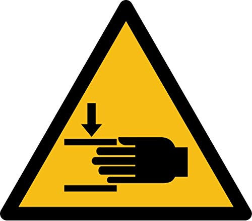 Aufkleber Warnzeichen „Warnung vor Handverletzungen“ Symbol Folie nach ISO 7010 W024 | SL 5-30 cm Made in Germany, Größe: 5 cm