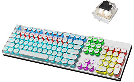 ARCH Clavier Gamer Retro Desktop Laptop Clavier Gamer, Clavier De Jeu USB avec 104 Touches Clavier D'ordinateur Ergonomique for Windows/PC/Mac/Desktop Gamer Clavier (Color : White-Black Shaft)