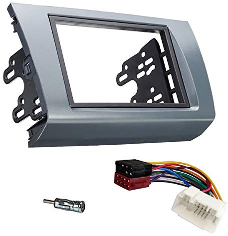 Sound-way Kit Montage Autoradio, Cadre de Radio avec Supports de Montage, Façade 2 DIN, Cable Adaptateur Connecteur ISO, Adaptateur Antenne Compatible avec Suzuki Swift 2004-2010