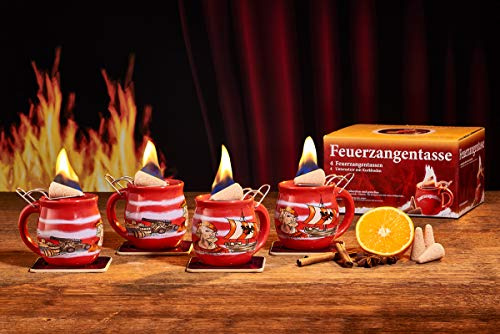 Feuerzangentasse 4er-Set, Rot/Störtebeker - für Feuerzangenbowle