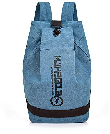 FANDARE Retro Rucksäcke Laptop Schulrucksack Leinwand Schultasche Mädchen Schulranzen Reise Tagesrucksack Teenager Daypacks für Herren Damen Uni Büro Alltag Freizeit Campus Wandern Dauerhaft Blau