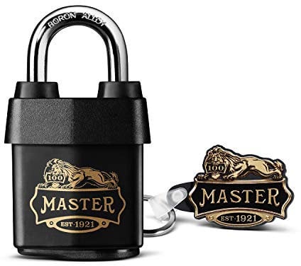 Master Lock 1921EURDCC Candado para exteriores de alta resistencia con logotipo de 100 años impreso, Negro, 97 x 54 x 32 mm