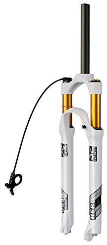 BESTSL Forcella Anteriore MTB da 26/27,5/29 Pollici con Regolazione dello Smorzamento Alluminio Leggero Forcella Aria Lega 9MM Rilascio Rapido Freno a Disco Corsa 120MM,29-StraightLine