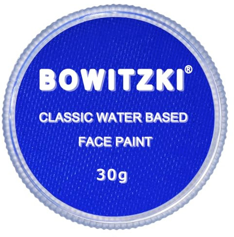 Bowitzki 30g pintura facial profesional cuerpo pintado cara pintada cara pintada agua pastel dividido seguro para niños y adultos Navidad de Halloween monocromática (Azul)