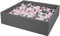KiddyMoon Piscina di Palline 120X30cm/300 Palline Grande Quadrato per Bambini Fabbricato in EU, Grigio Scuro:Perla/Rosa Chiaro/Argento