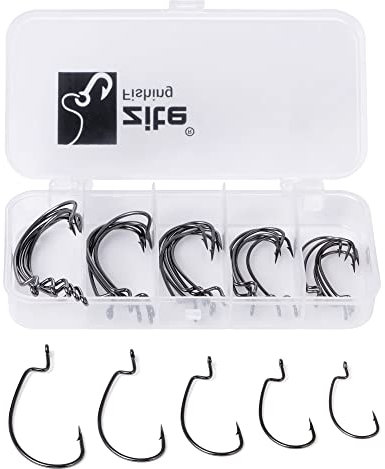 Zite Fishing Qualitäts Offset-Haken Set - 30 STK High Carbon Steel Angelhaken #2-3/0 für Jigs, Creature Baits, Gummifische - Angelbox Inklusive - Barsch, Hecht & Zander Finesse Angeln Haken