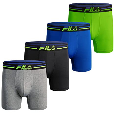 Fila Men's 6 Trunk No Fly Front with Pouch, Jersey & Mesh, 4-Pack