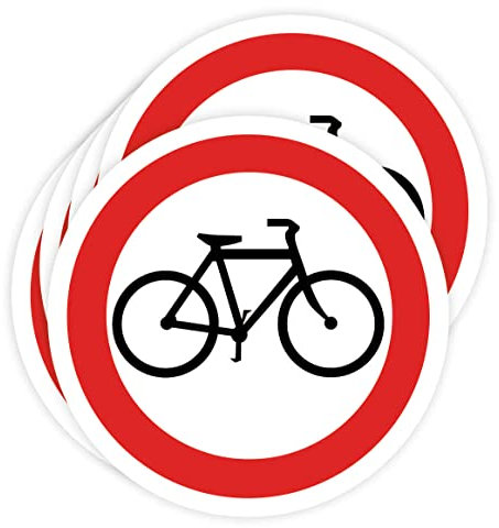 Lot de 5 autocollants interdits de 14 cm pour panneau de travail industriel (14 cm, étape de vélo)