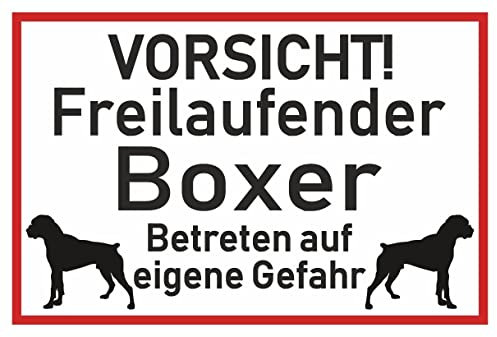 Samunshi® Aufkleber Vorsicht Boxer - Schild Sticker Hinweisschild Warnschild Vorsicht Hund 25 x 16,7cm Vorsicht Boxer schwarz