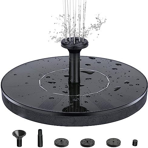 INF Solar Springbrunnen, Solar Teichpumpe mit 4 Fontänenstil, Solar Wasserpumpe mit weißer LED-Beleuchtung, Solar schwimmender Fontäne Pumpe für Garten, Vogel-Bad,18cm