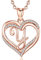 INFUSEU Y Pendentif, Double Coeur Initiale Collier Personnalisé Or Rose Lettre A-Z Bijoux Cubic Zirconia CZ Cadeaux Romantiques Pour Dame Femme Maman