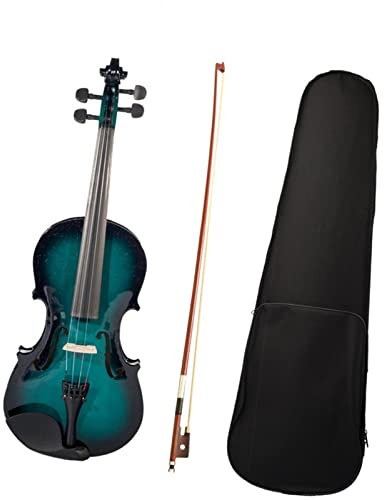 PECY 4/4 Fiddle Basswood Violin Set Mit Brazilwood Bow +Geigenkoffer String Instrument Blau & Schwarz Geige
