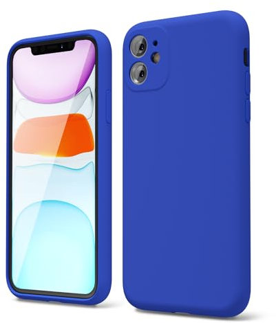 oakxco for iPhone 11 Phone Case Liquid Silicone, Cute Thin Slim Soft Rubber TPU Plain Smooth Gel Cover for Women Girl Aesthetic Design, Matte Solid Protective & Shockproof Bumper Grip, Royal Blue