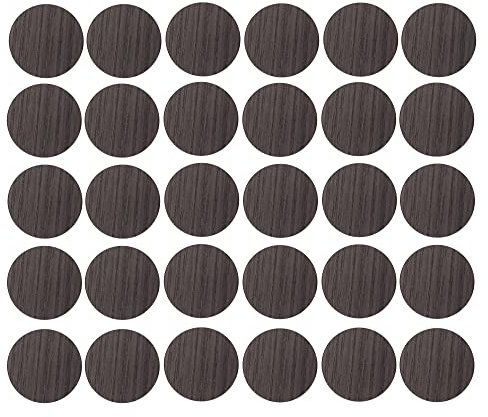 30x Cache vis adhésif autocollant diamètre 20mm bouchon trou meuble table chaise maison, bois marron wengé