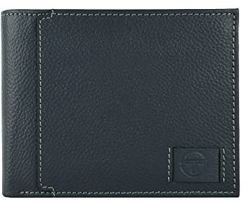 Sergio Tacchini Herren Geldbörse aus echtem Leder in Schwarz mit Kartenhalter und Geschenkbox, Marine 039, Clásico, Klassisch