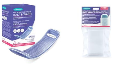Lansinoh I Serviette Post-accouchement apaisante chaud/froid & I Recharge Pochettes Hygièniques Serviette Post Accouchement Froid/Chaud