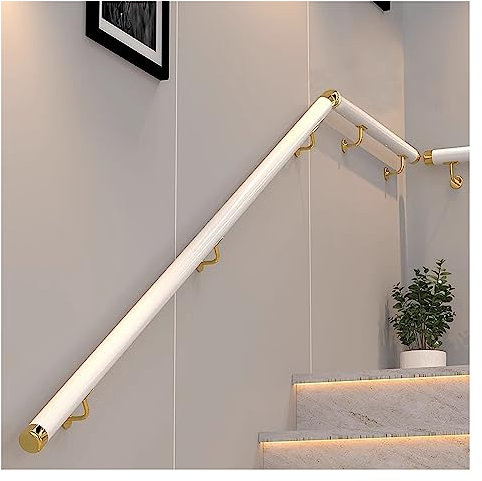 Handläufe Weißes PVC-Handlaufset Für Innenbereiche, Ältere Kinder Zusätzliche Stützstange Für Wohnzimmer/Lofts/Garage, 2m 2,5m 3m 3,6m 4m 4,6m 5m 5,3m 6m Länge, An Der Wand Montiert (Size : 13ft/4m